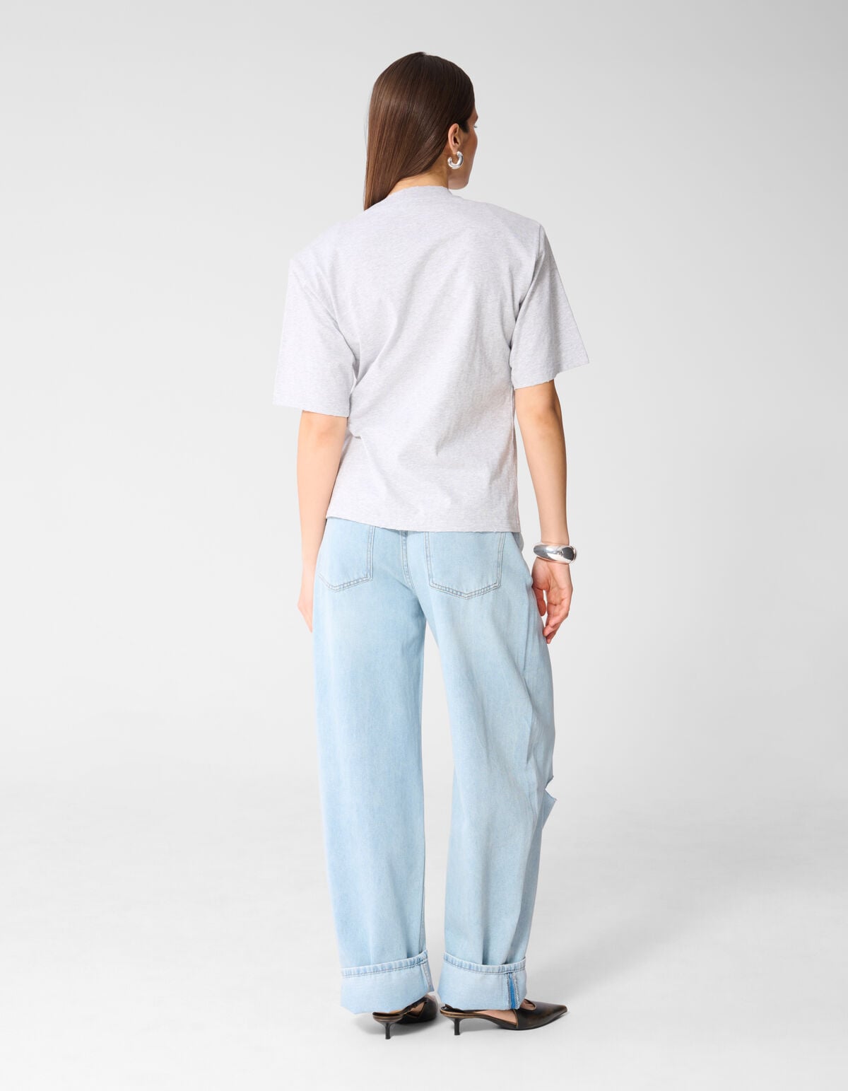 Oversized Knot T-shirt Lichtgrijs By Monica SHOEBY WOMEN