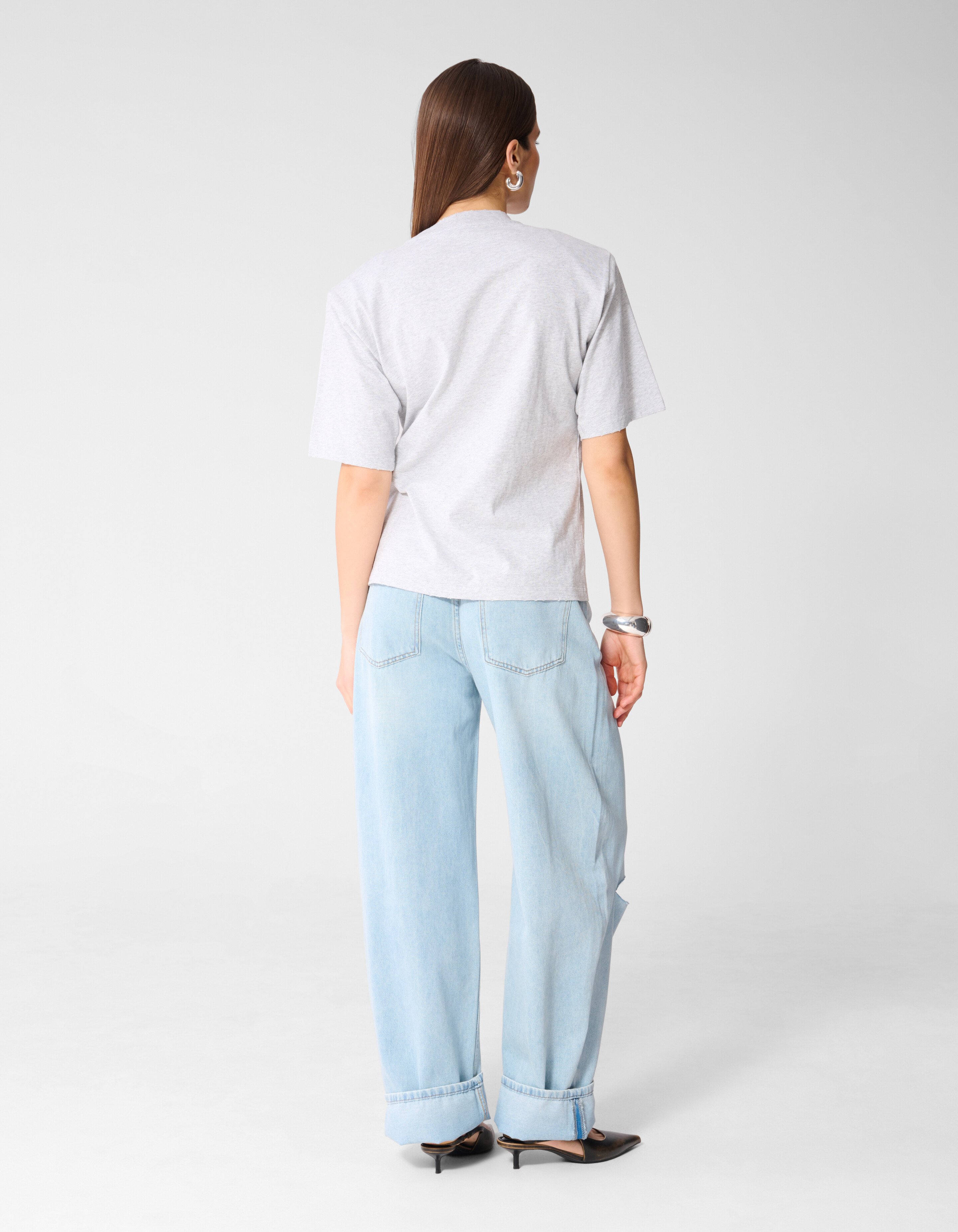 Oversized Knot T-shirt Lichtgrijs By Monica SHOEBY WOMEN