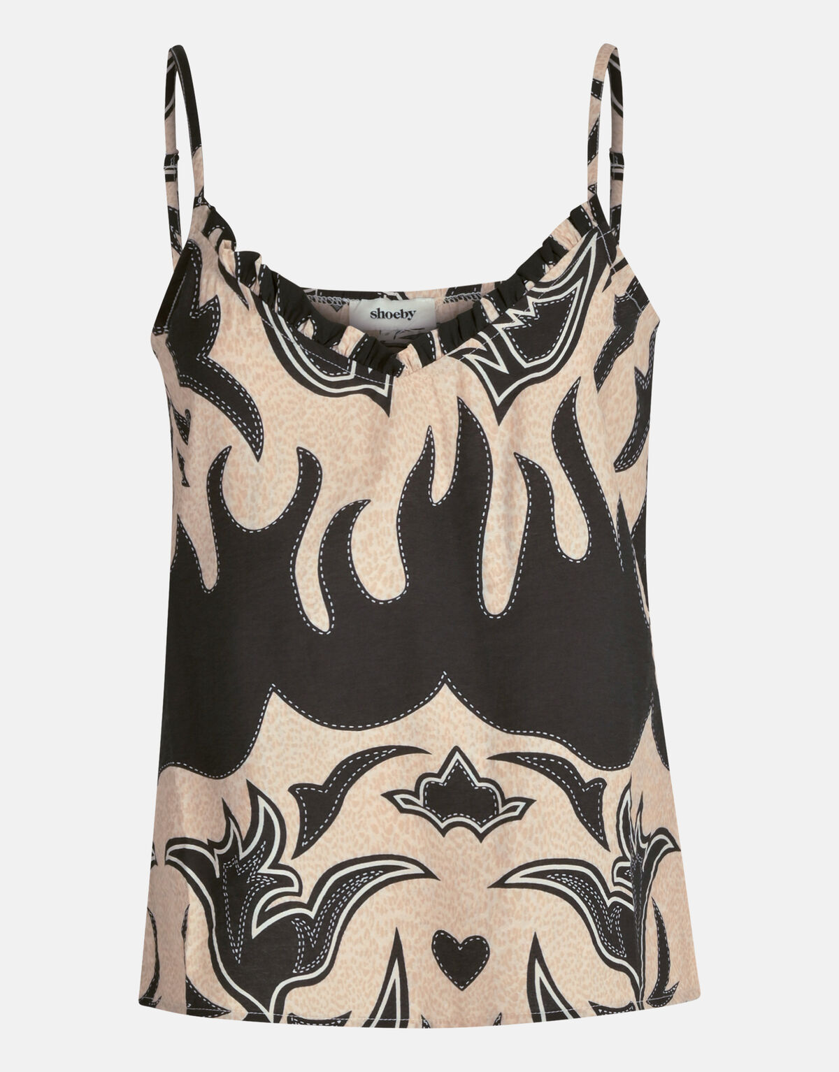Artwork Singlet Zwart/Beige SHOEBY WOMEN