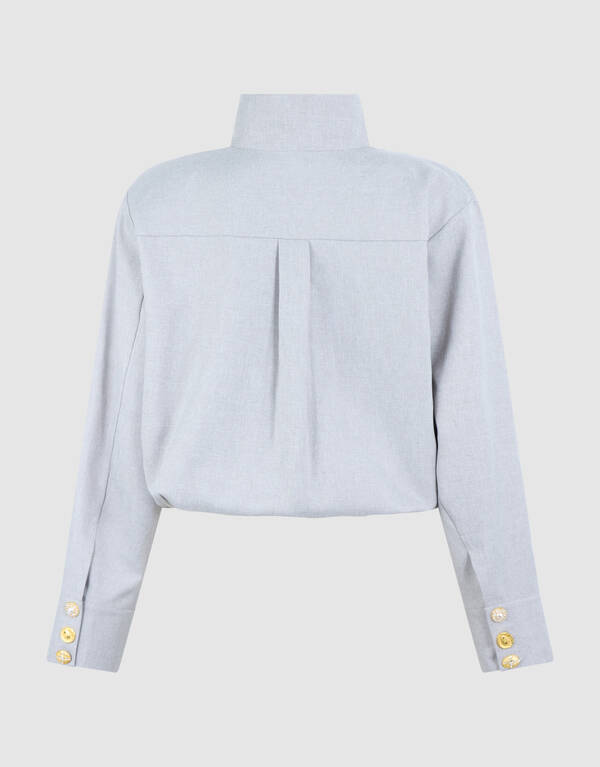 Fancy Button Blouse Lichtgrijs SHOEBY WOMEN