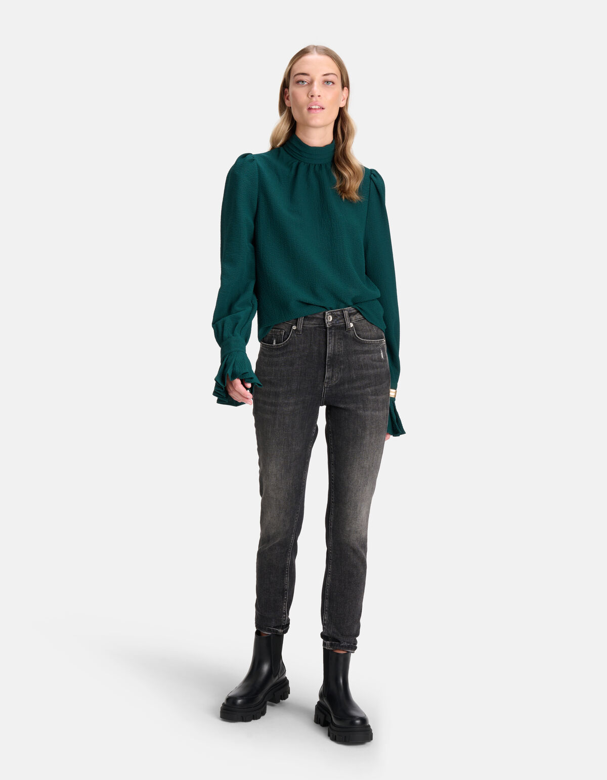 Volumineuze Mouwen Blouse Groen SHOEBY WOMEN