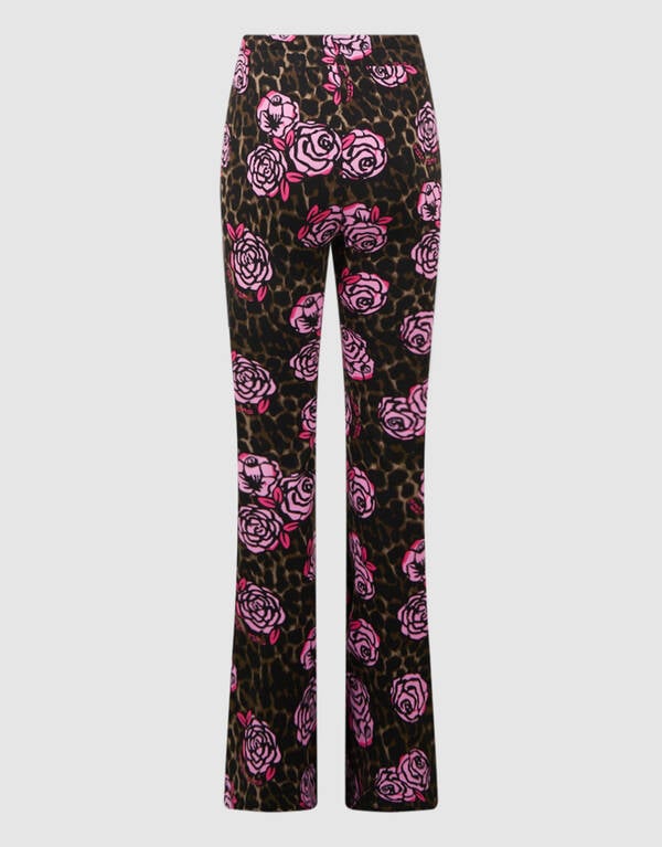 Rose Printed Flared Broek Bruin SHOEBY GIRLS
