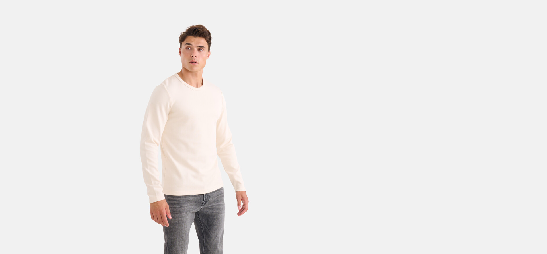 Structuur T-shirt Gebroken Wit SHOEBY MEN