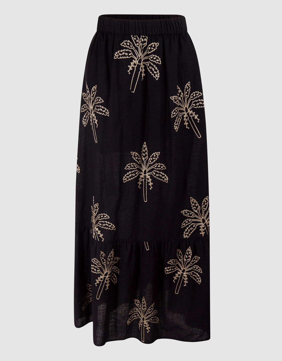 Palm Embroidery Maxi Rok Zwart SHOEBY WOMEN