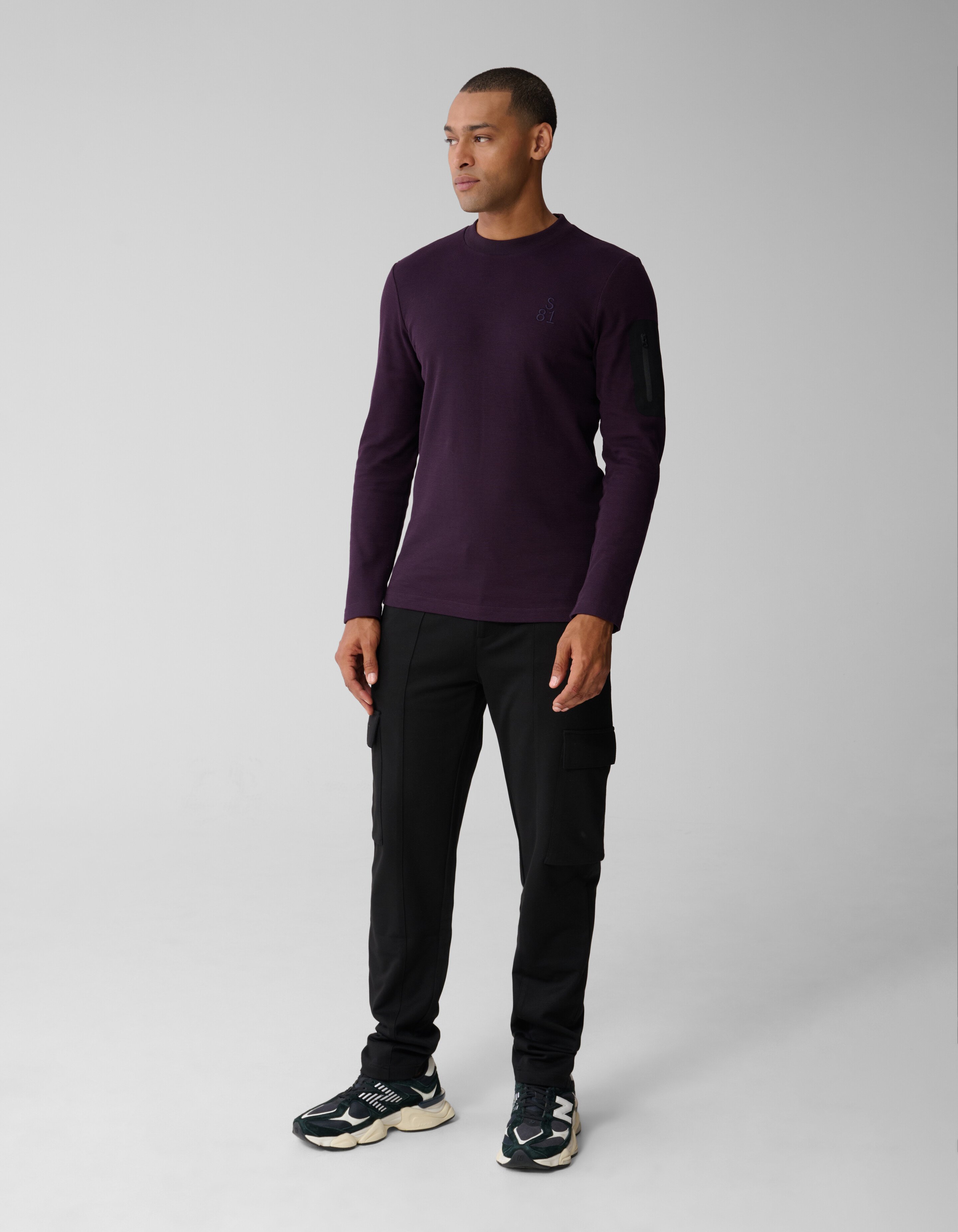 Structuur Pocket T-shirt Donkerrood SHOEBY MEN