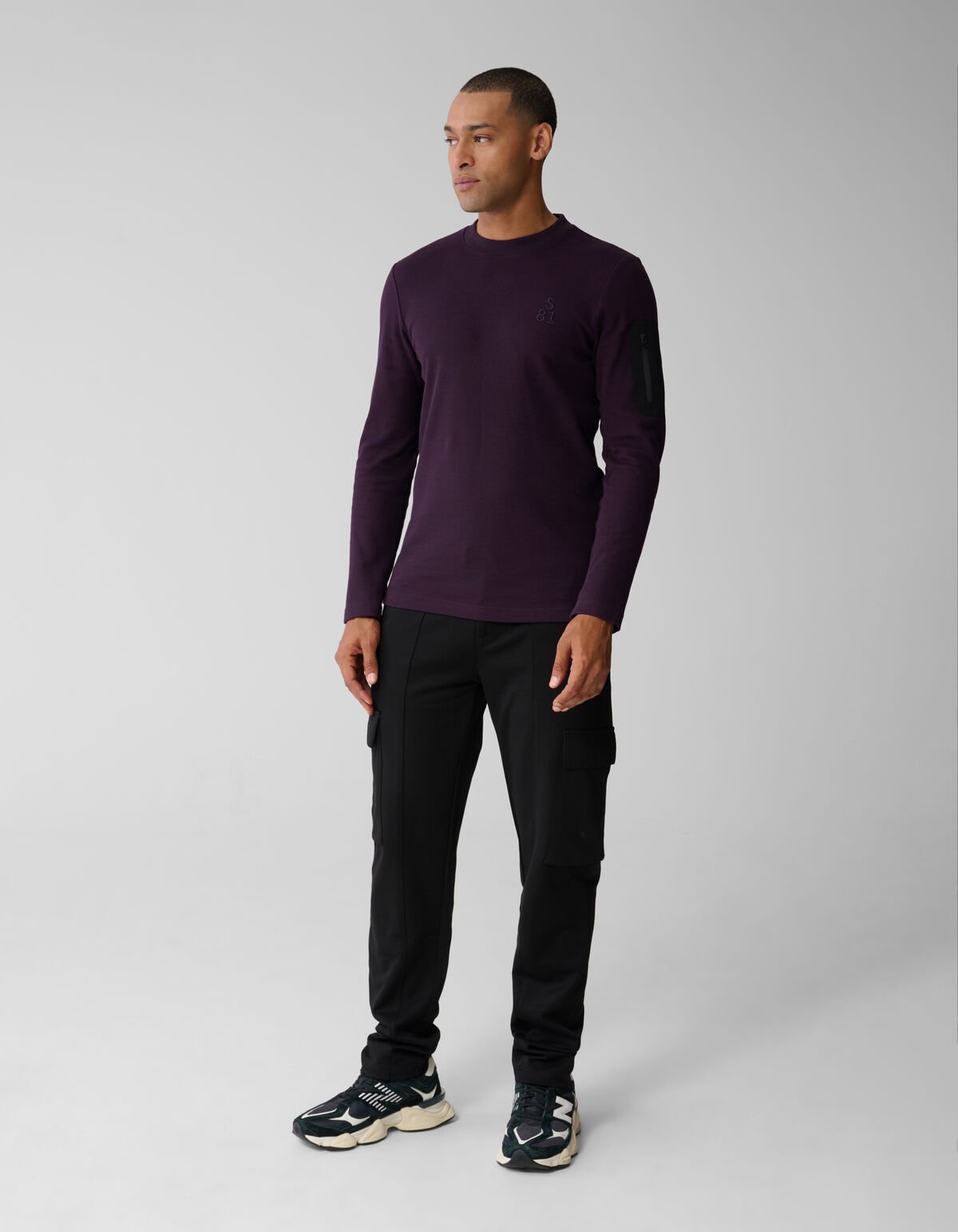Structuur Pocket T-shirt Donkerrood SHOEBY MEN