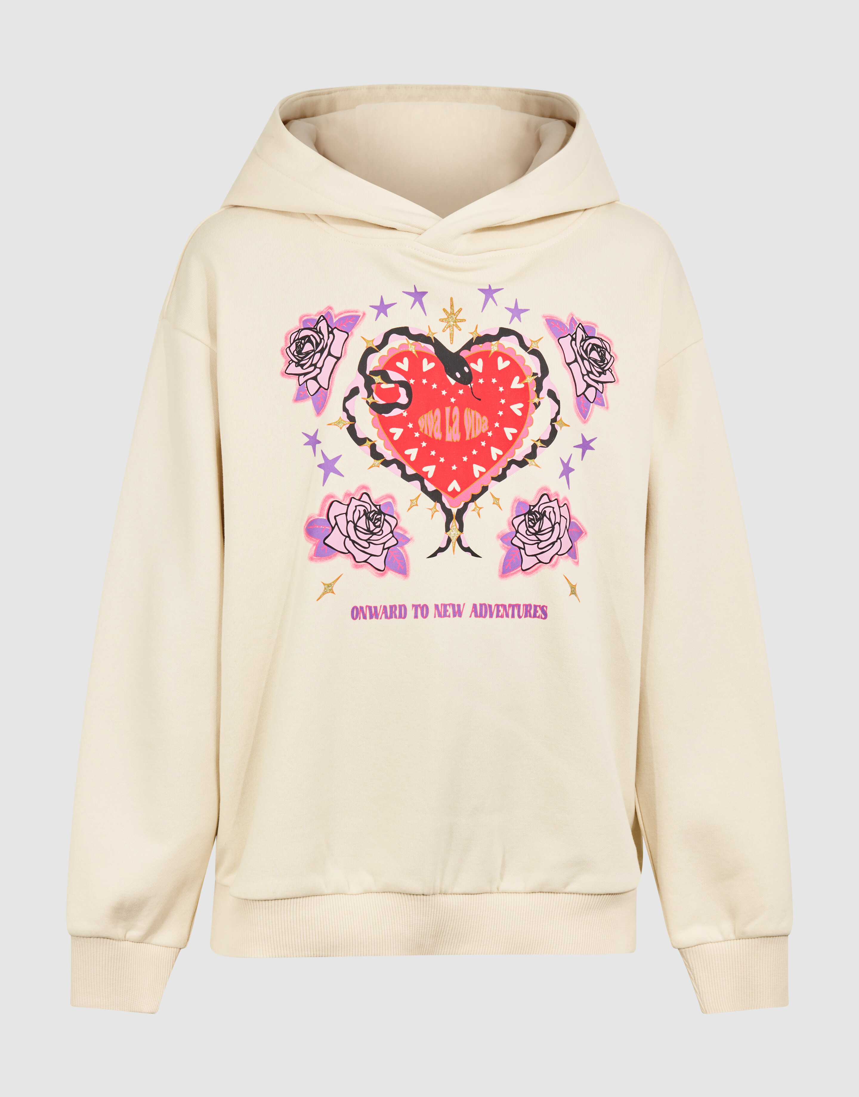 Vida Artwork Hoodie Gebroken Wit SHOEBY GIRLS