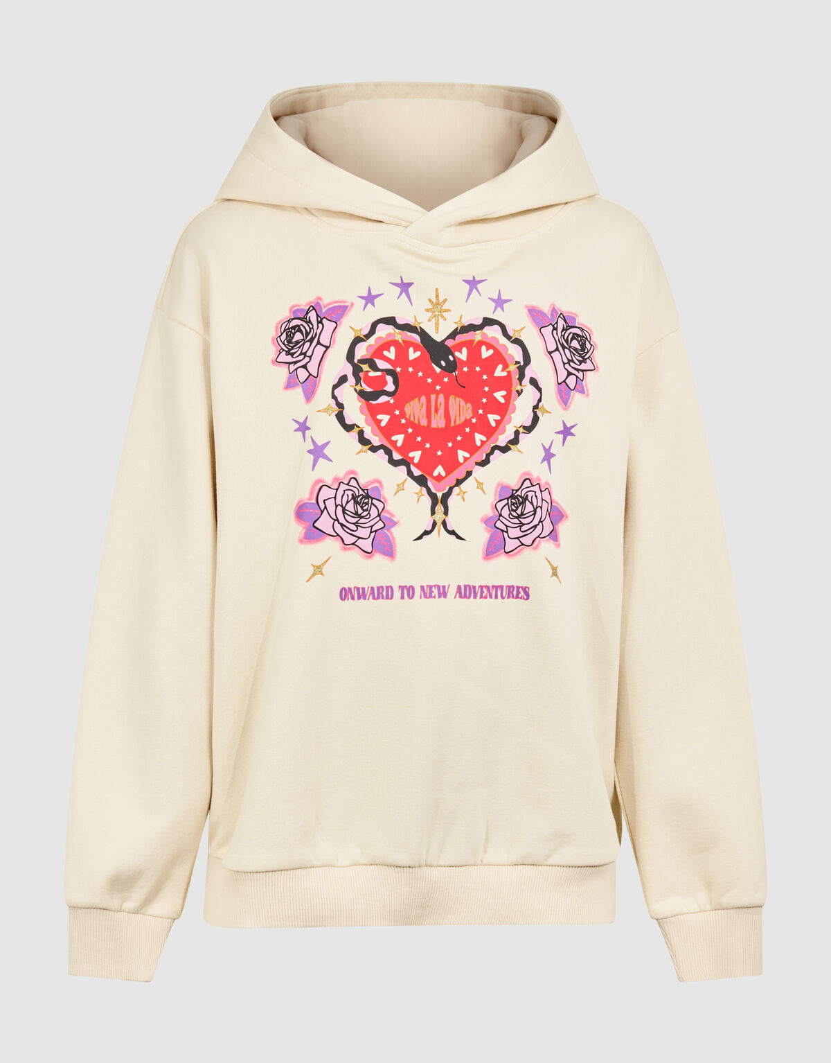 Vida Artwork Hoodie Gebroken Wit SHOEBY GIRLS