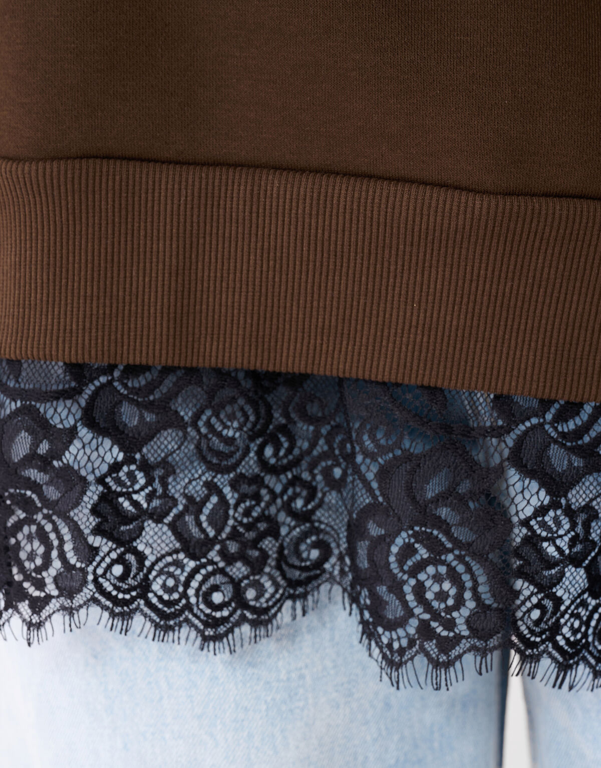 Kanten Oversized Sweater Donkerbruin SHOEBY WOMEN