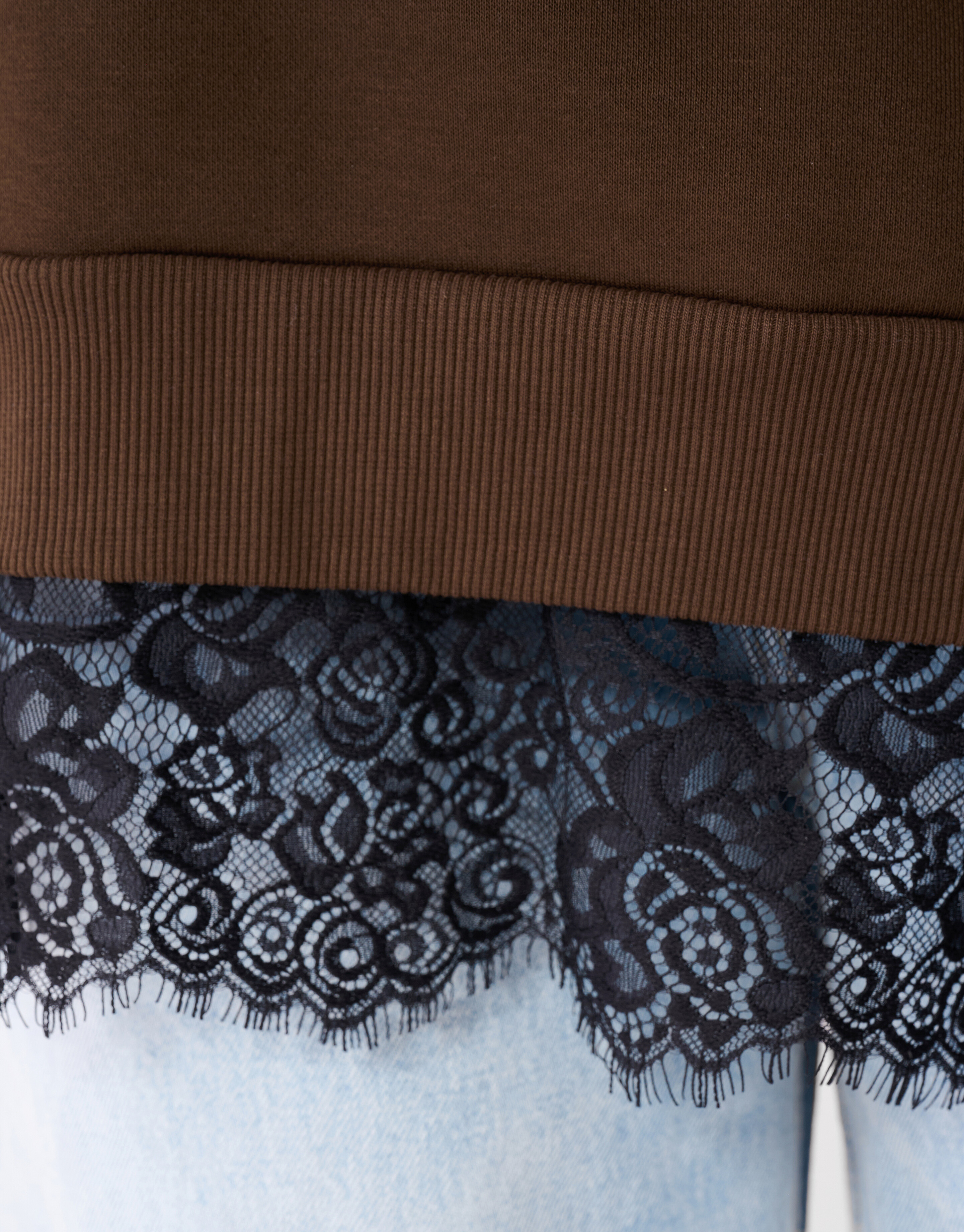 Kanten Oversized Sweater Donkerbruin SHOEBY WOMEN