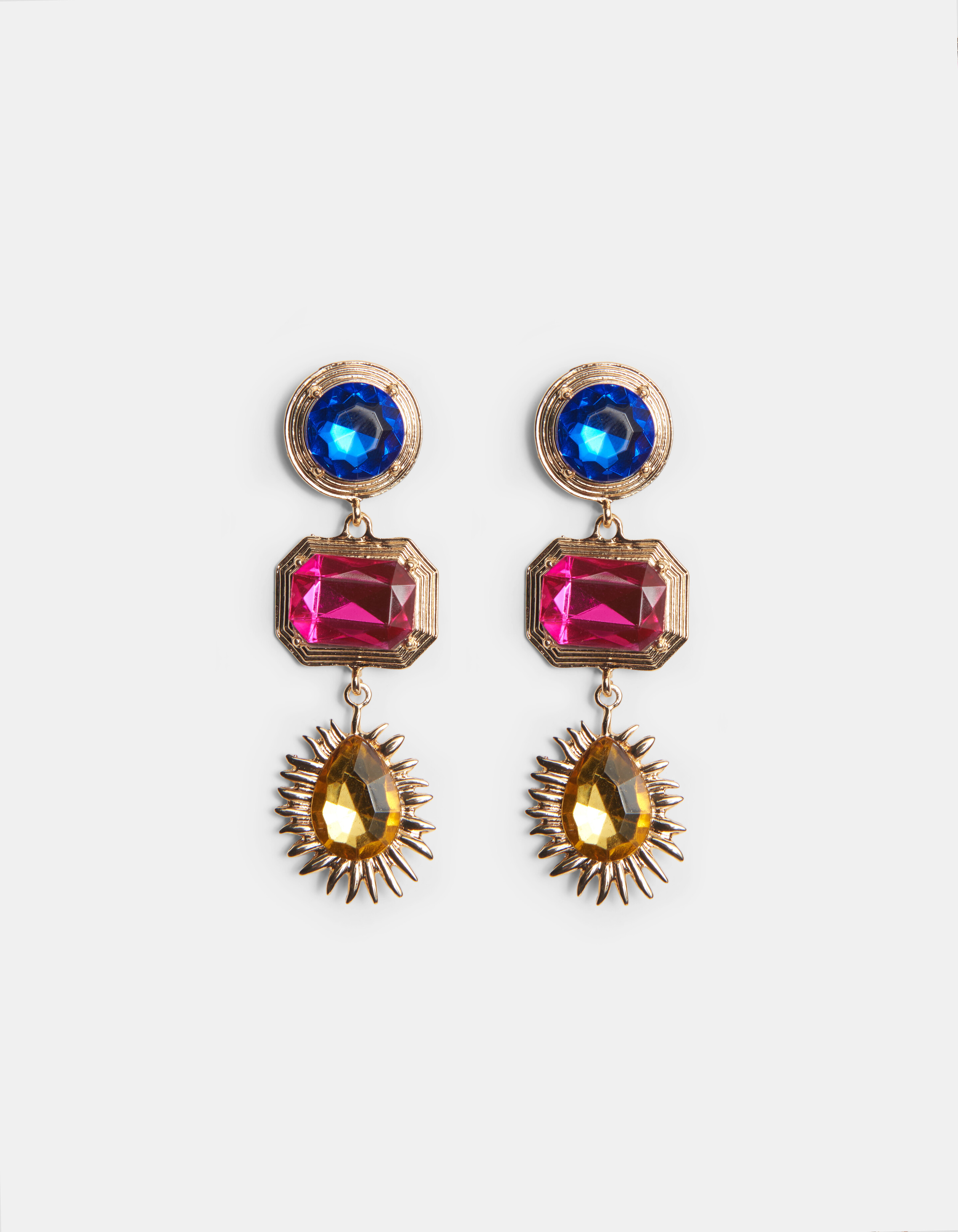 3 Stoned Colored Oorbellen ACCESSOIRES SHOEBY