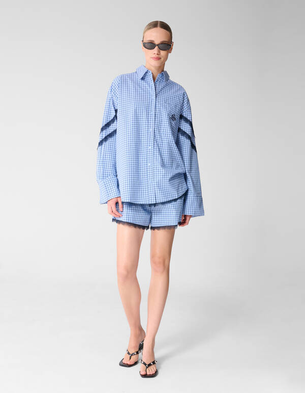 Kanten Ruiten Blouse Blauw SHOEBY WOMEN