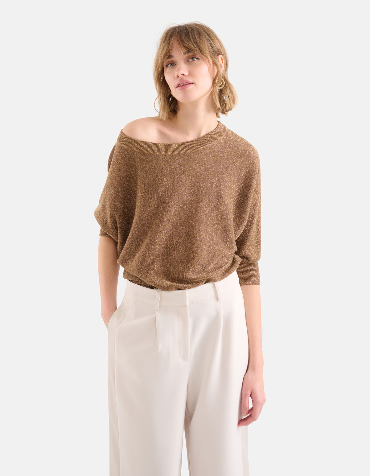 Glitter Vleermuismouwen Trui Camel SHOEBY WOMEN