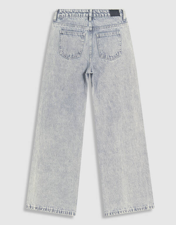 Rose Stud Wide Leg Fit Jeans Lichtgrijs SHOEBY GIRLS