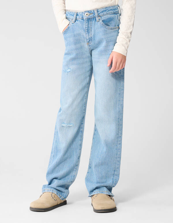 Destroyed Straight Fit Jeans Lichtblauw SHOEBY GIRLS