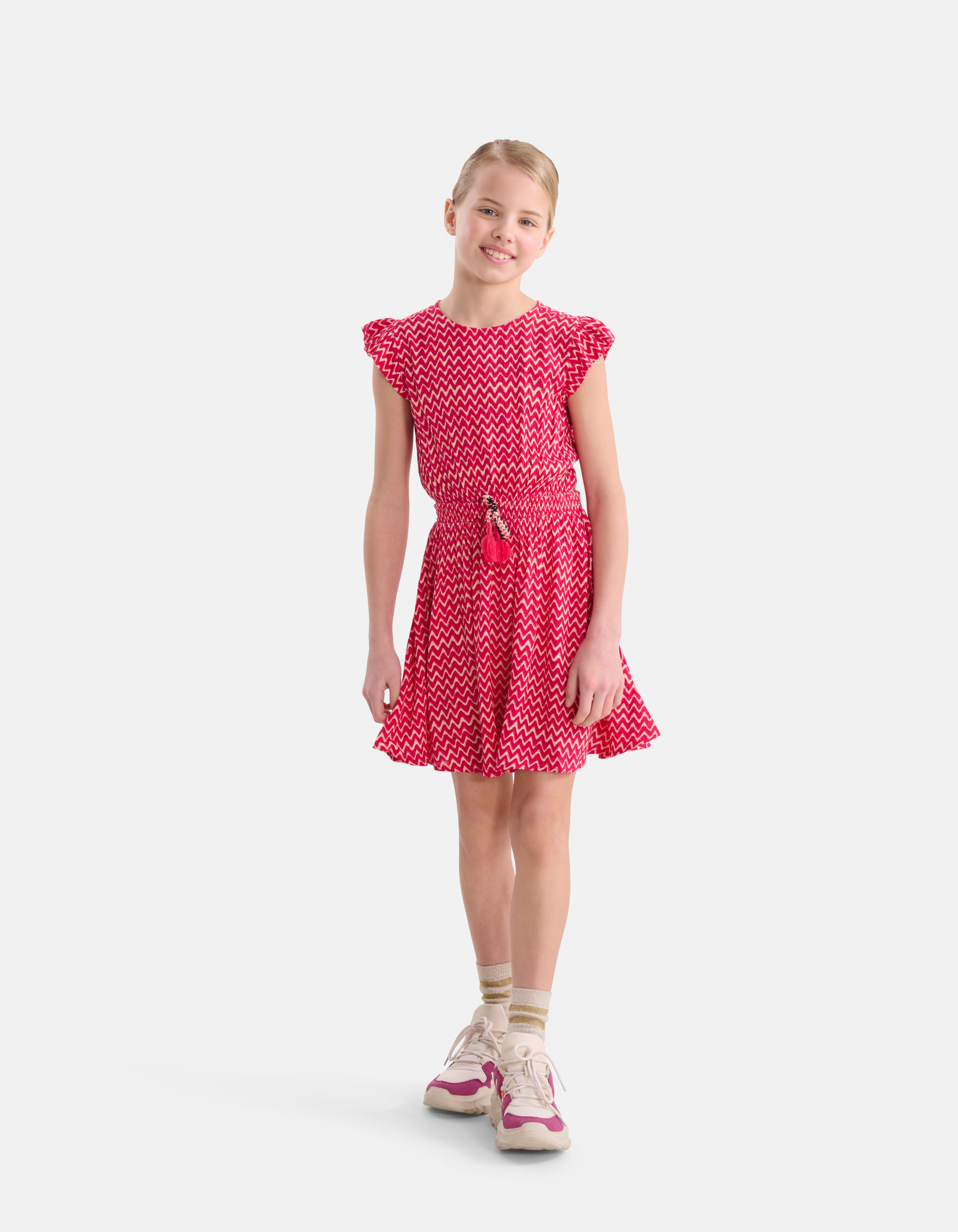 Printed Crinkle Jurk Roze Shoeby