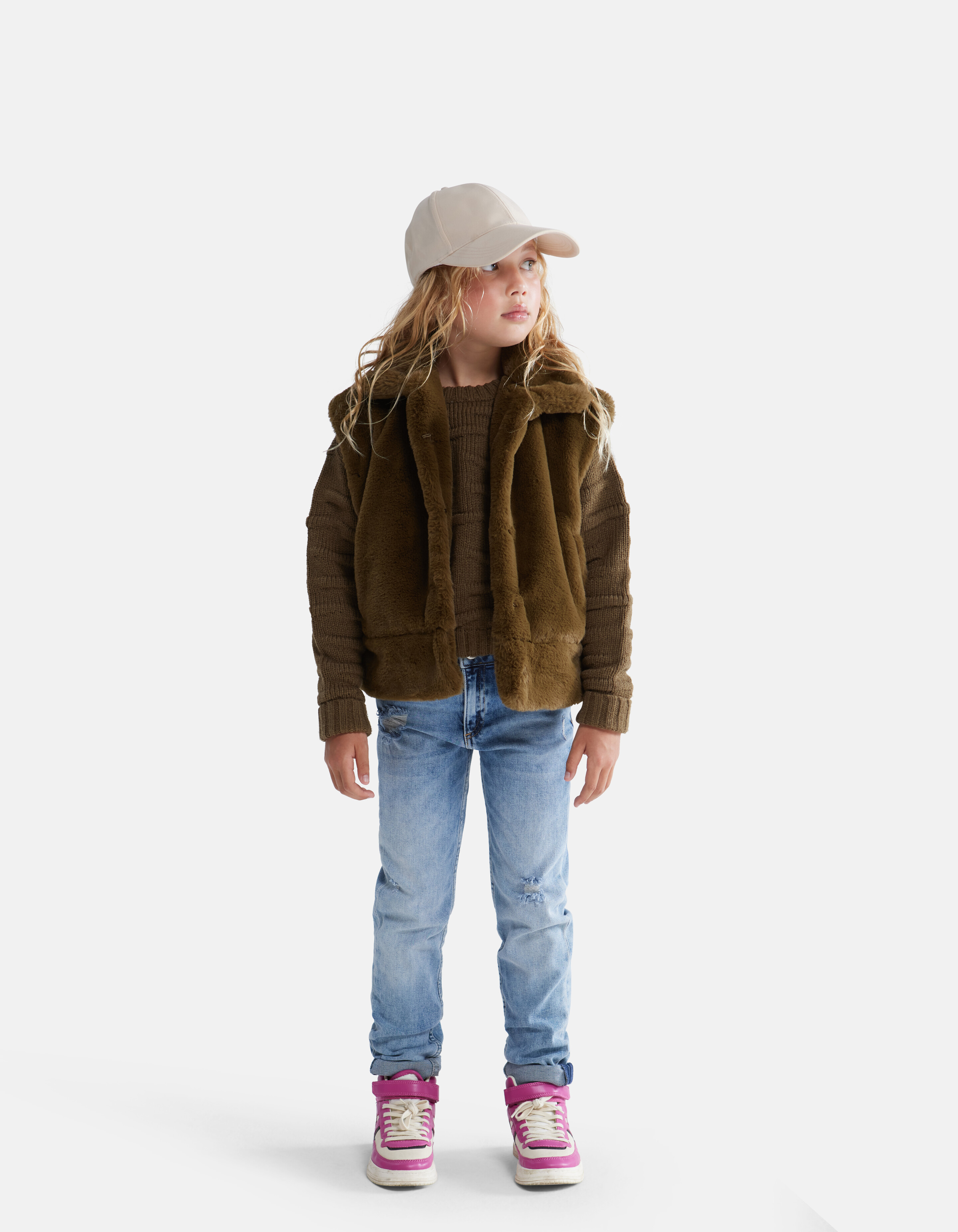 Faux Fur Gilet Donkergroen SHOEBY GIRLS