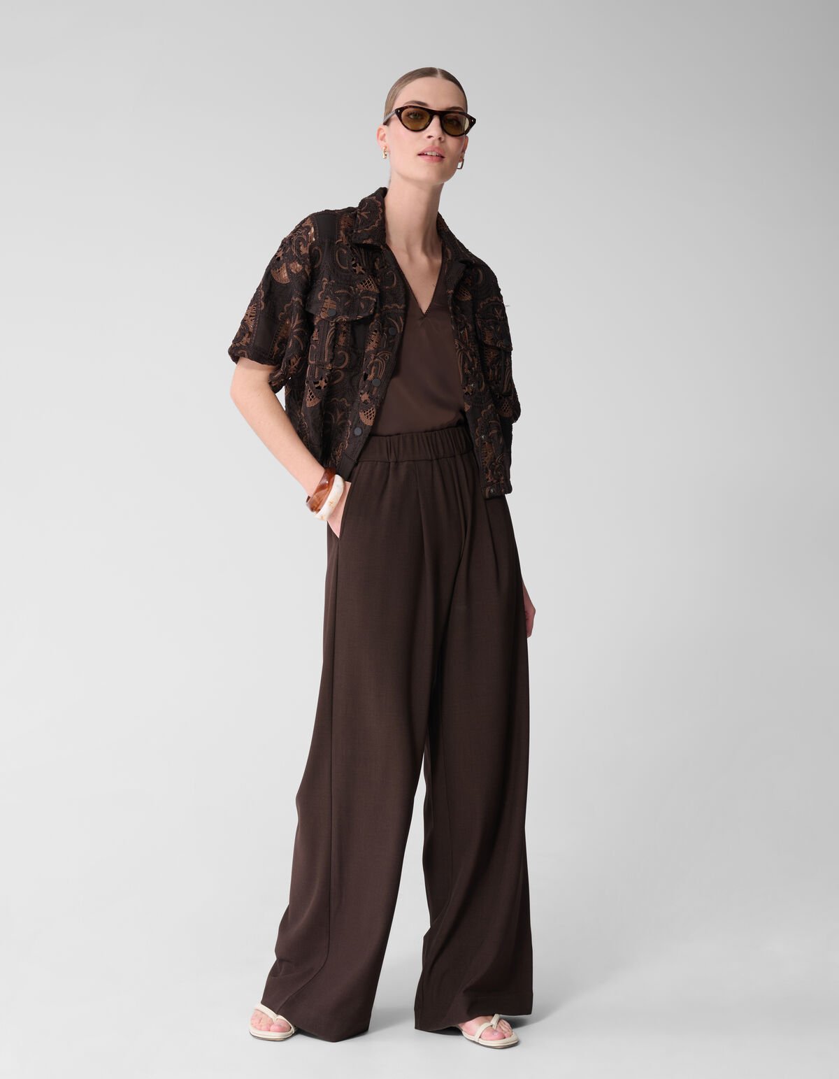 Wide Leg Fit Broek Donkerbruin By Mieke SHOEBY WOMEN