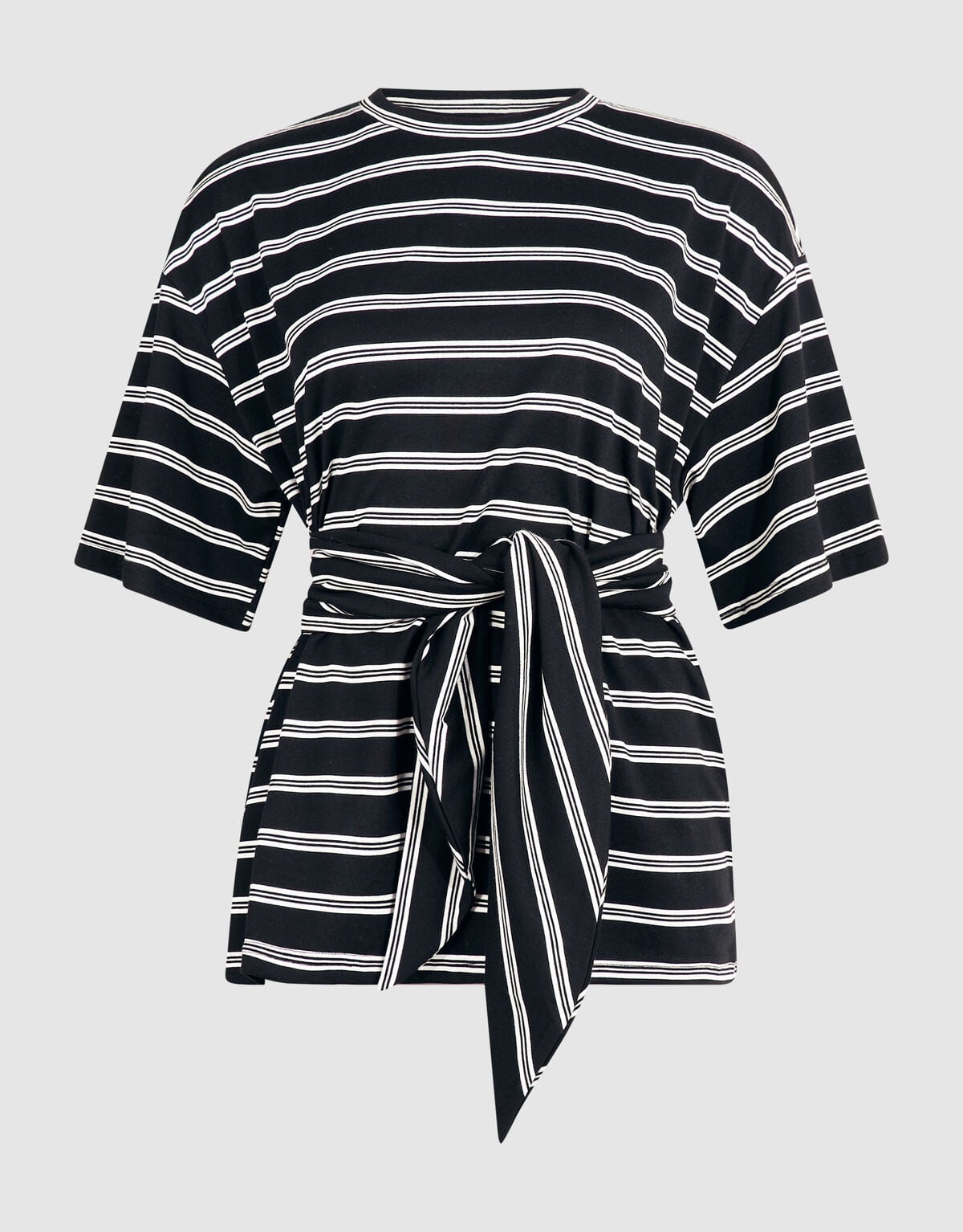 Scarf Striped T-shirt Zwart/Wit SHOEBY WOMEN