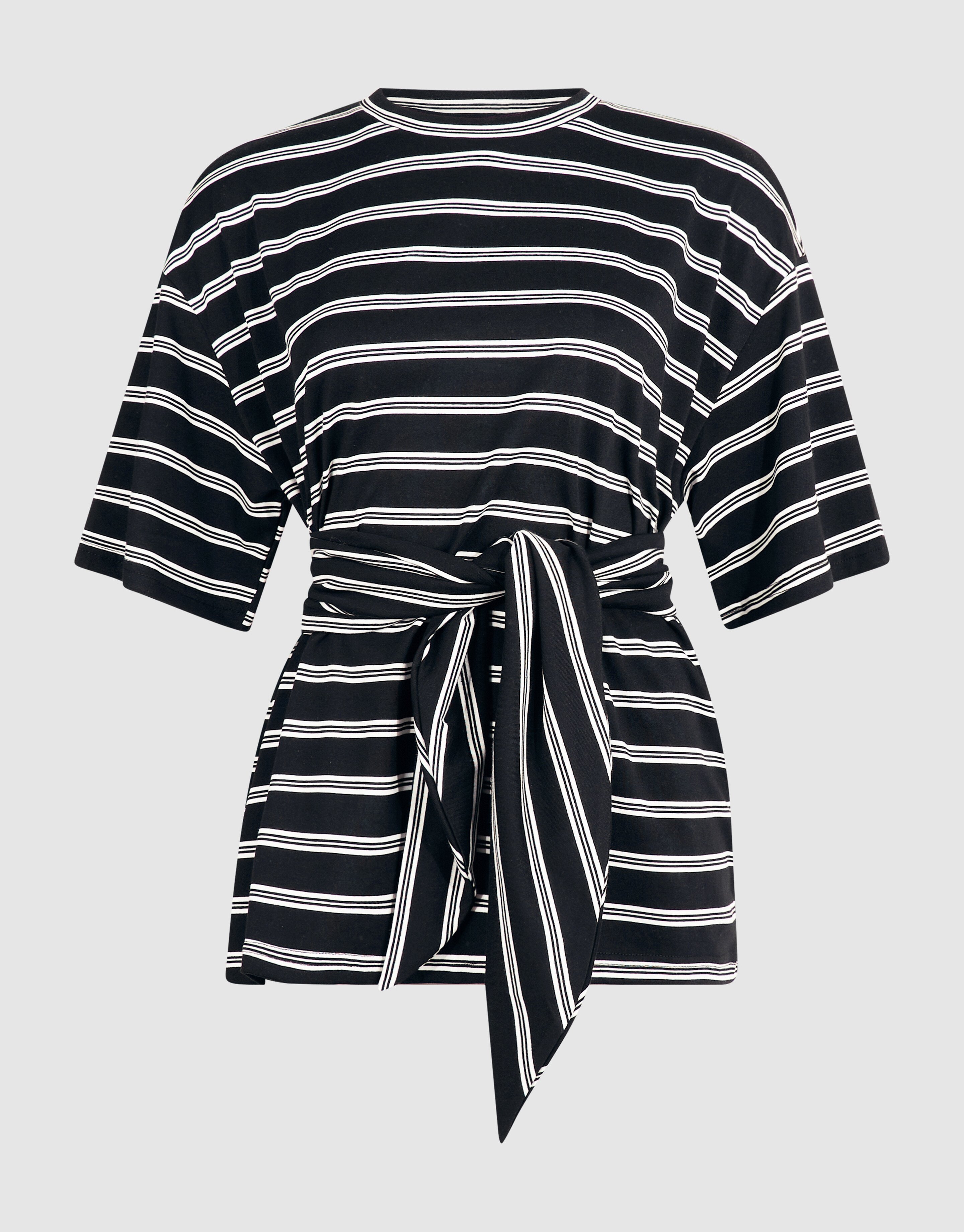 Scarf Striped T-shirt Zwart/Wit SHOEBY WOMEN