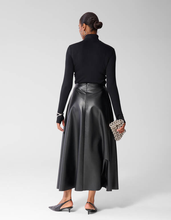Vegan Leren Maxi Rok Zwart SHOEBY WOMEN