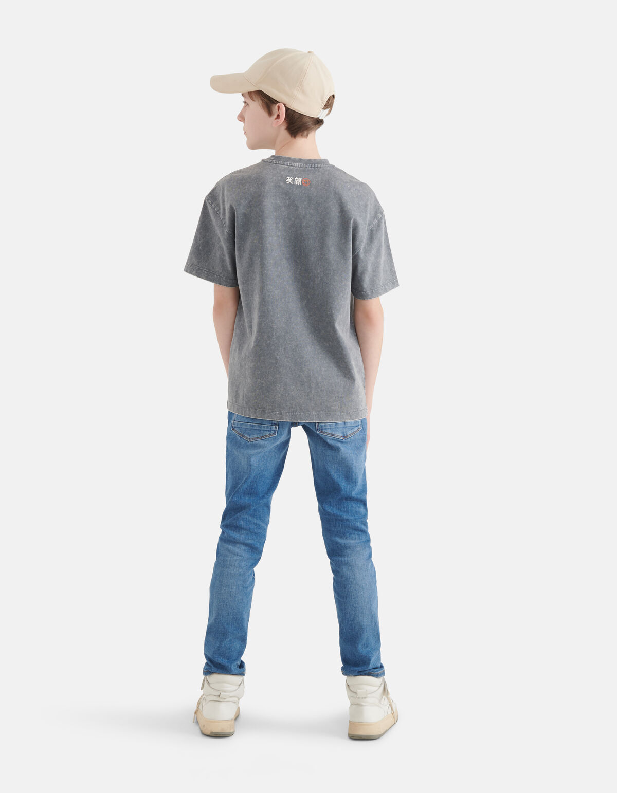 Washed T-shirt Lichtgrijs SHOEBY BOYS