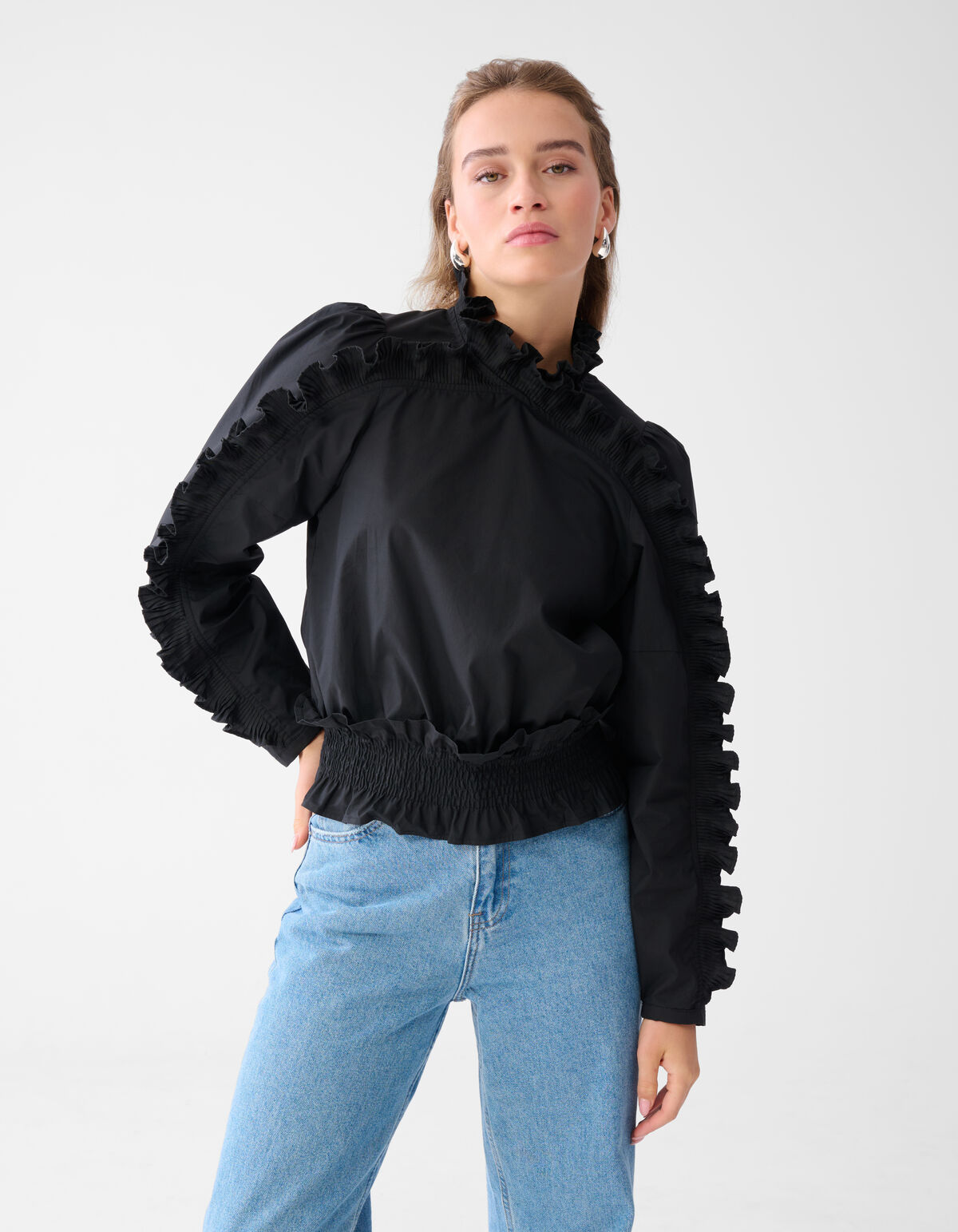 Ruffle Top Zwart SHOEBY WOMEN