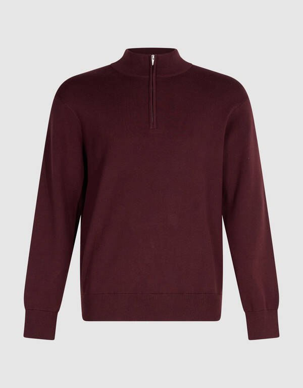 Turtle Half Zip Trui Donkerrood SHOEBY MEN