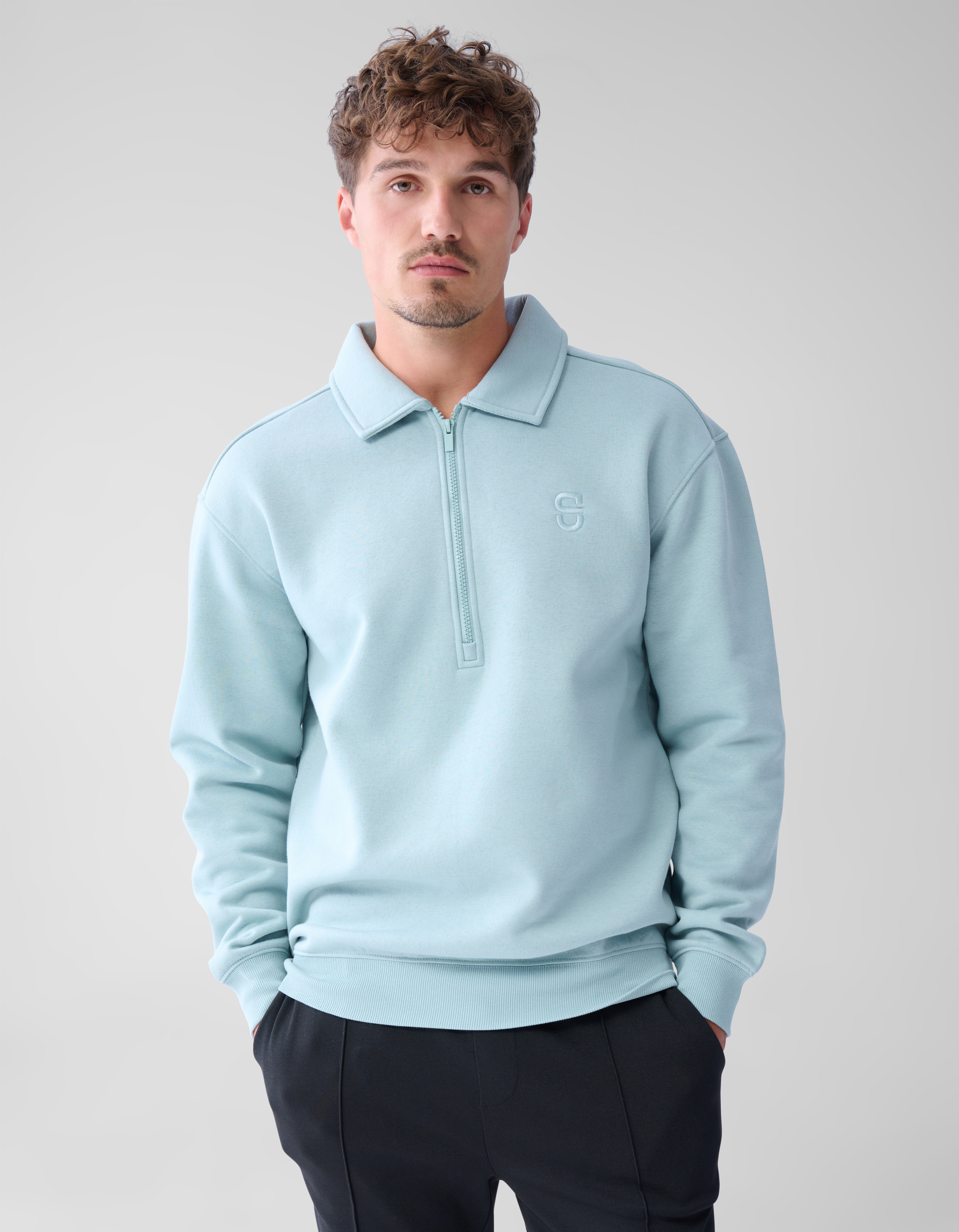Zipper Badge Sweater Lichtgroen SHOEBY MEN