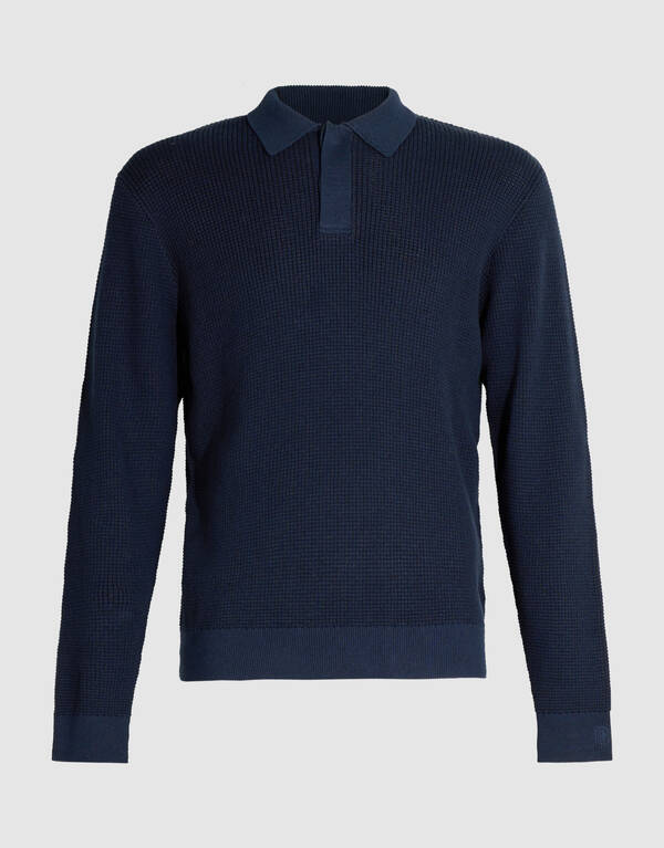 Gebreide Polo Met Knopen Donkerblauw SHOEBY MEN