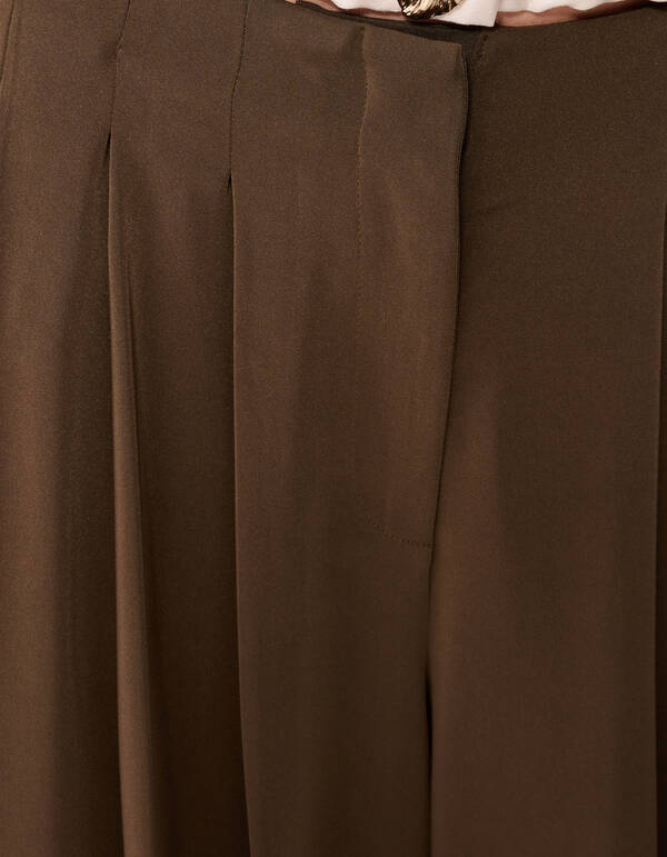 Pleated Loose Fit Broek Bruin By Fred SHOEBY WOMEN