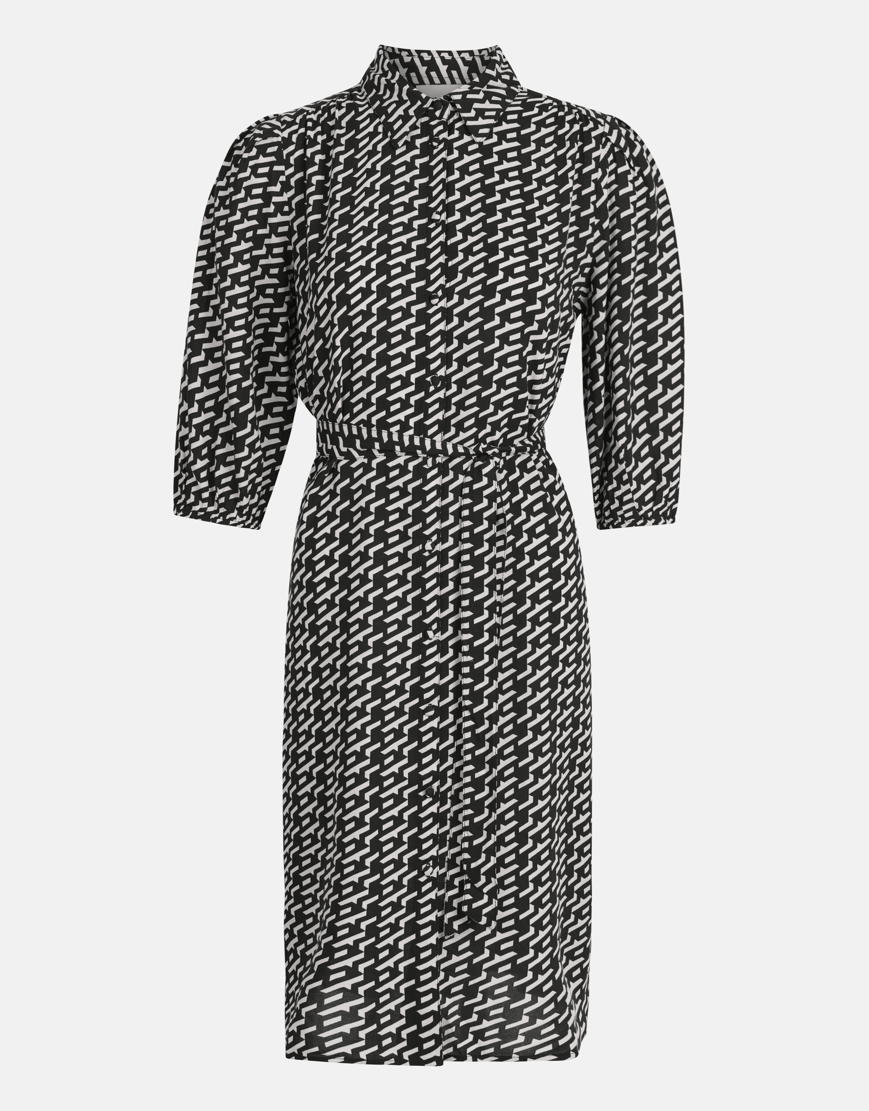 Grafische Midi Jurk Zwart SHOEBY WOMEN