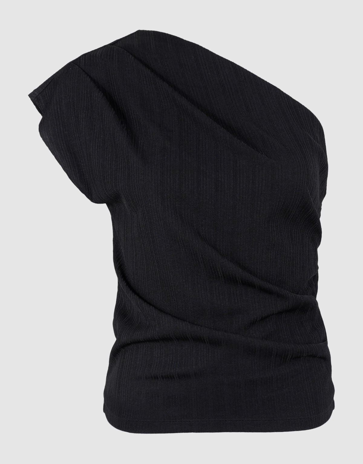 Pleated One Shoulder Top Zwart SHOEBY WOMEN