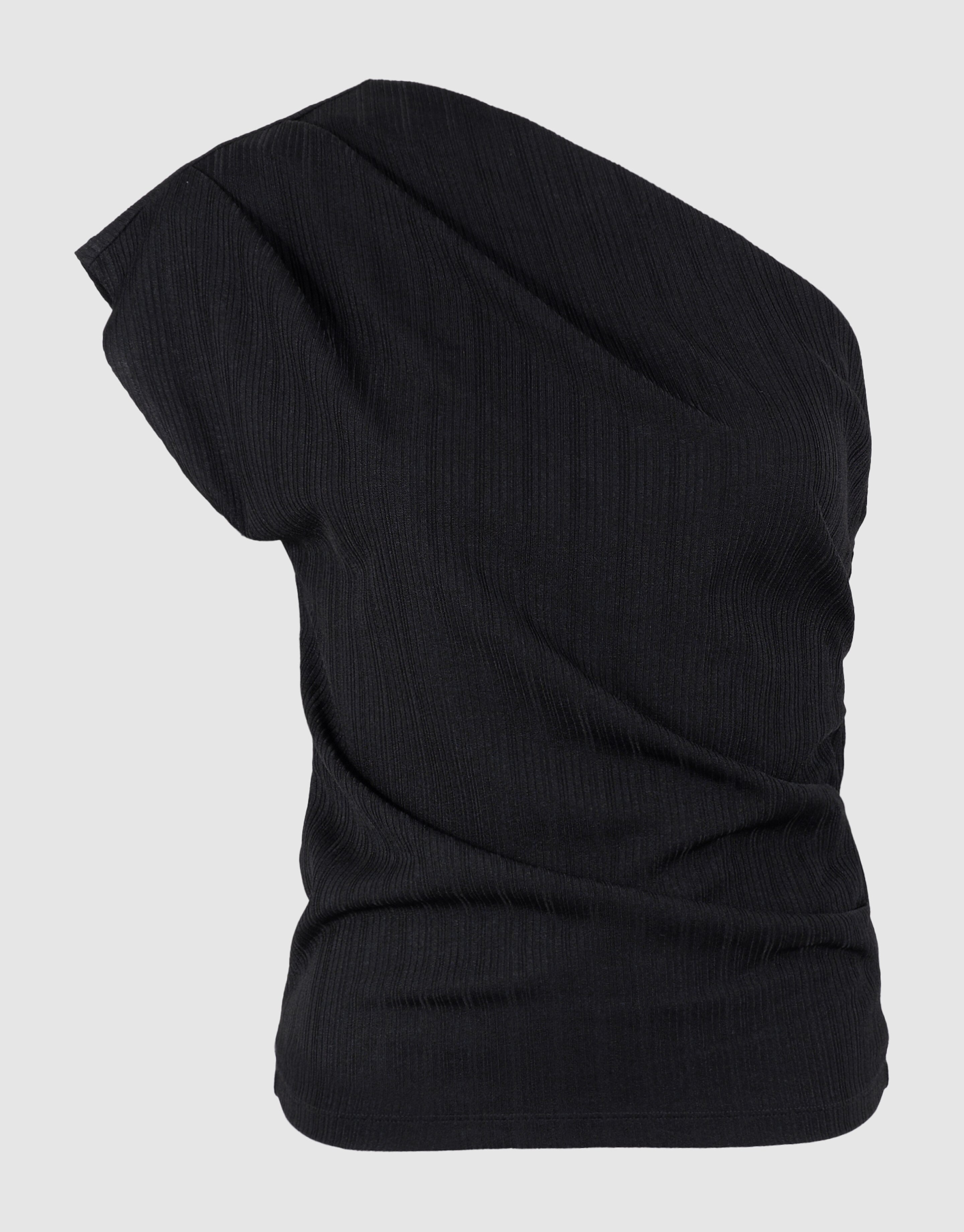 Pleated One Shoulder Top Zwart SHOEBY WOMEN