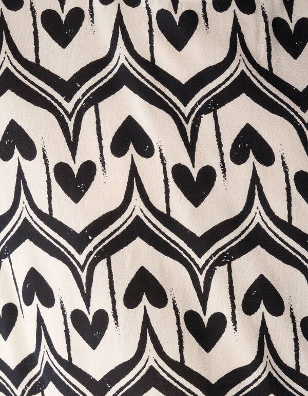 Heart Print Top Gebroken Wit/Zwart SHOEBY GIRLS