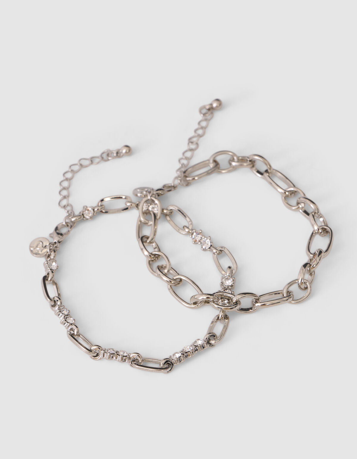 Double Layer Strass Armband Zilver SHOEBY ACCESSOIRES