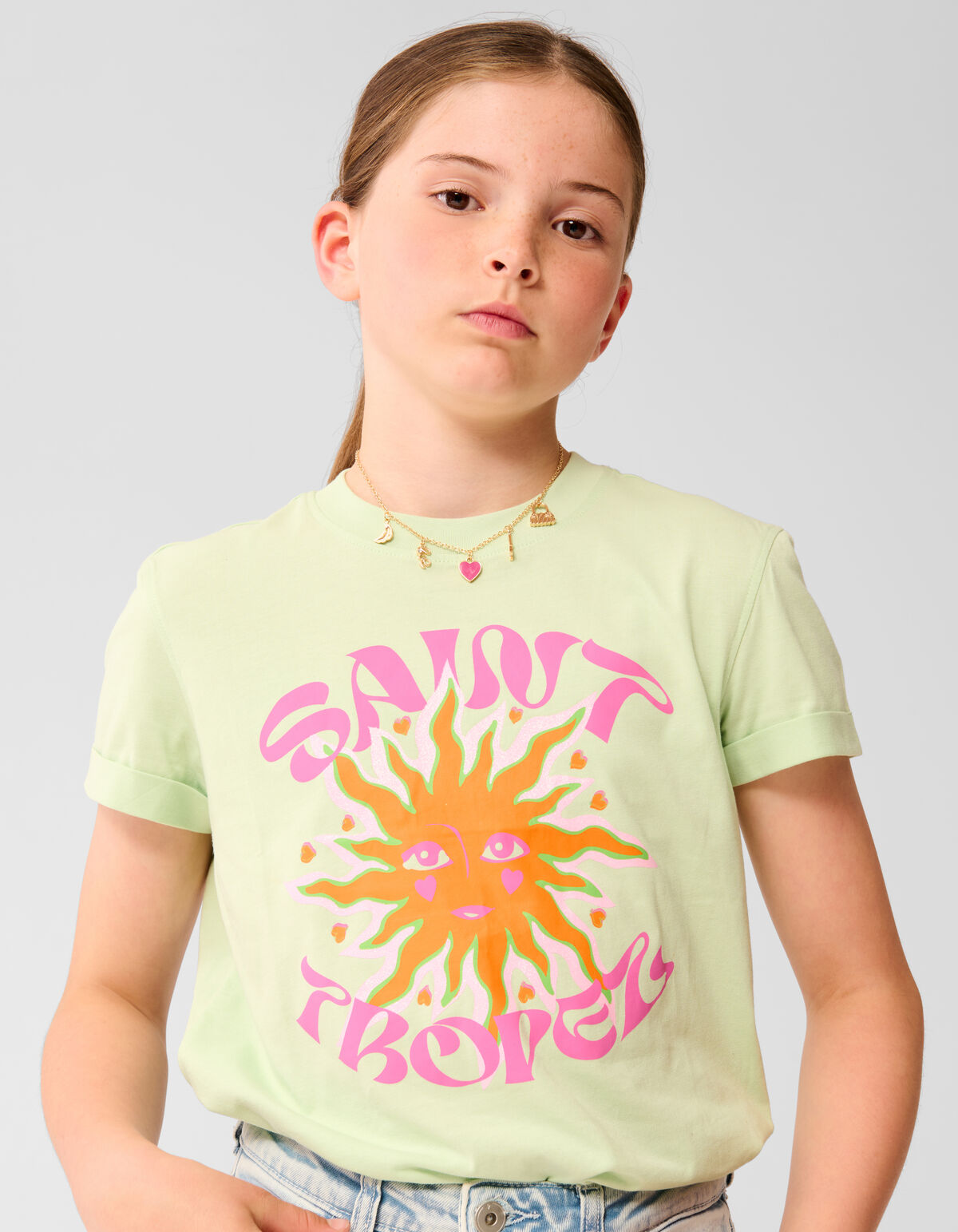 Saint Tropez Artwork T-shirt Lichtgroen SHOEBY GIRLS