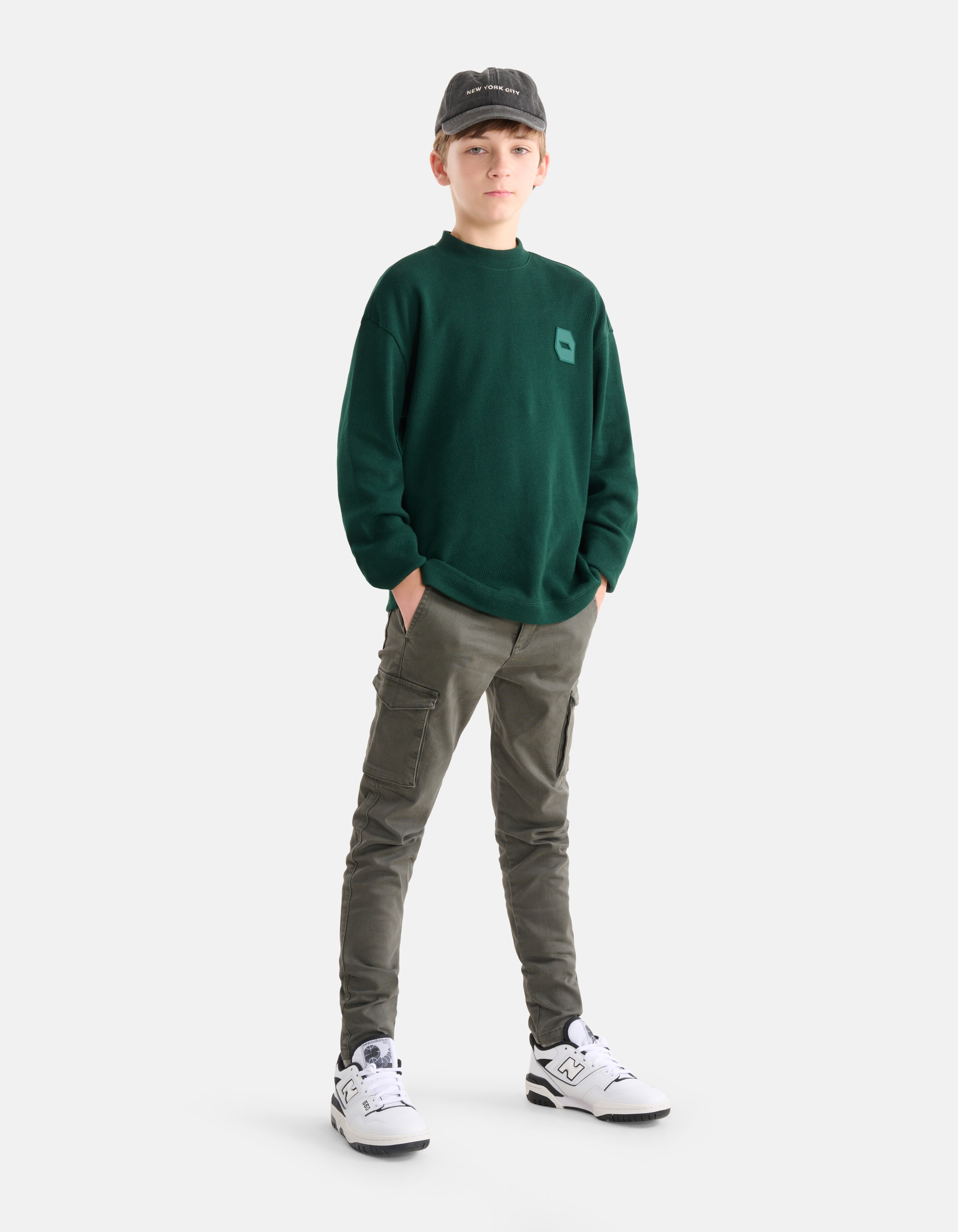 Structuur Longsleeve Donkergroen SHOEBY BOYS