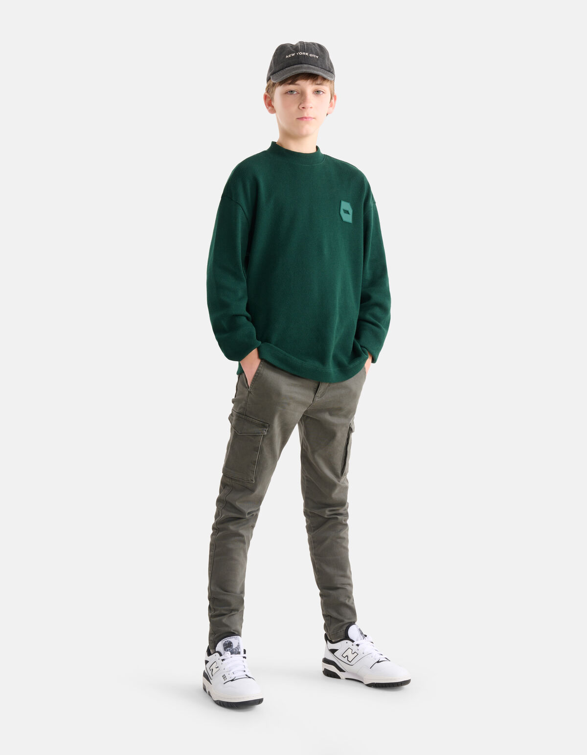 Structuur Longsleeve Donkergroen SHOEBY BOYS