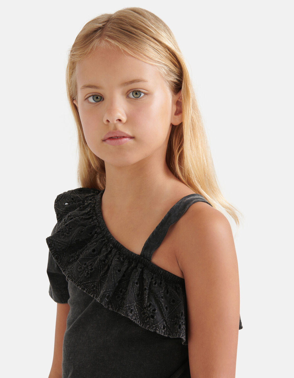 One Shoulder T-shirt Donkergrijs SHOEBY GIRLS