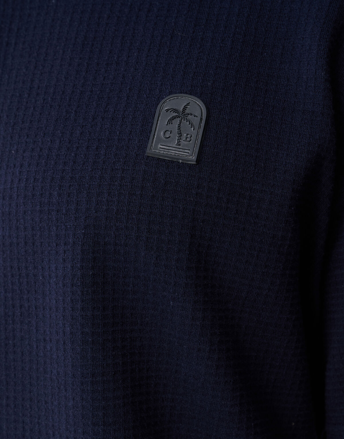 Waffle Structuur T-shirt Donkerblauw SHOEBY MEN