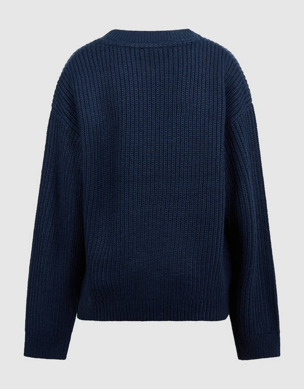 Relaxed Embroidery Gebreide Trui Donkerblauw SHOEBY BOYS