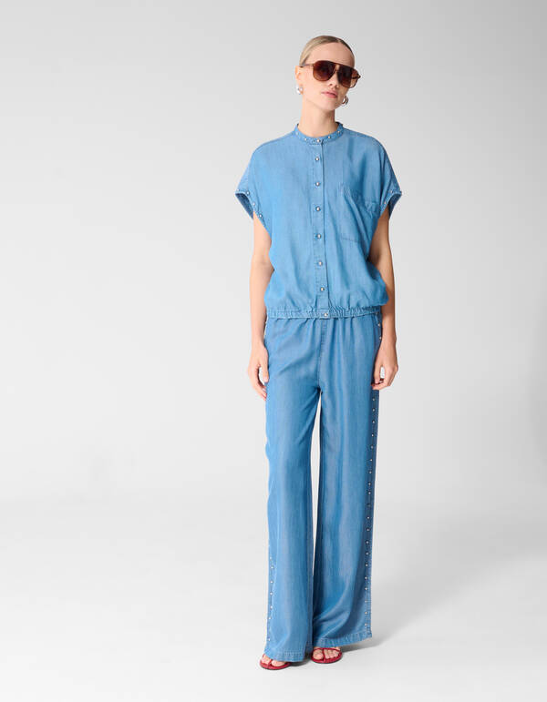 Studs Denim Blouse Blauw SHOEBY WOMEN