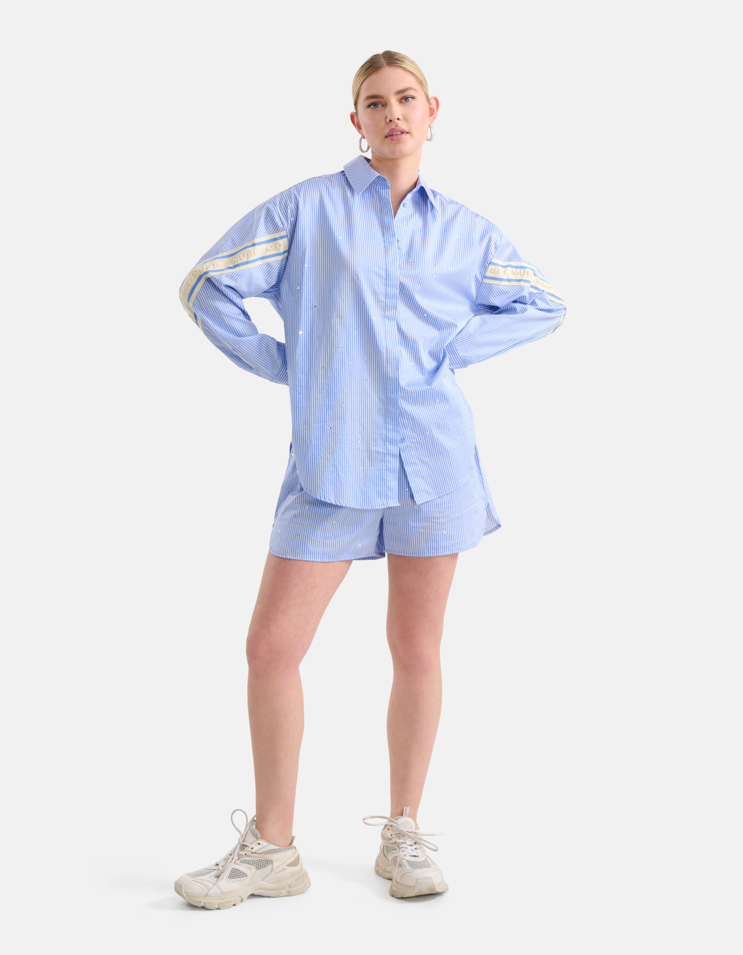 Pinstripe Strass Blouse Lichtblauw SHOEBY WOMEN