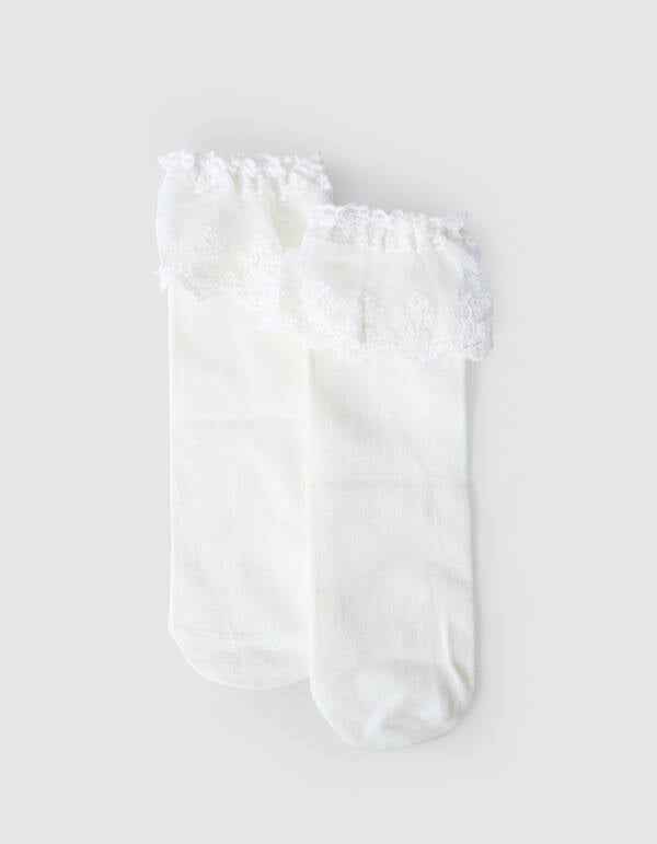Ruffle Kant Sokken Wit SHOEBY ACCESSOIRES