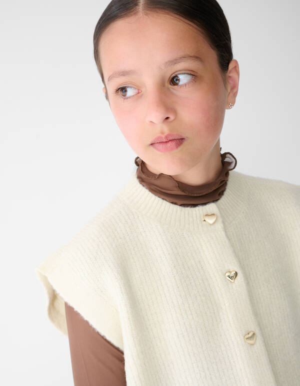 Gebreid Sleeveless Vest Gebroken Wit SHOEBY GIRLS