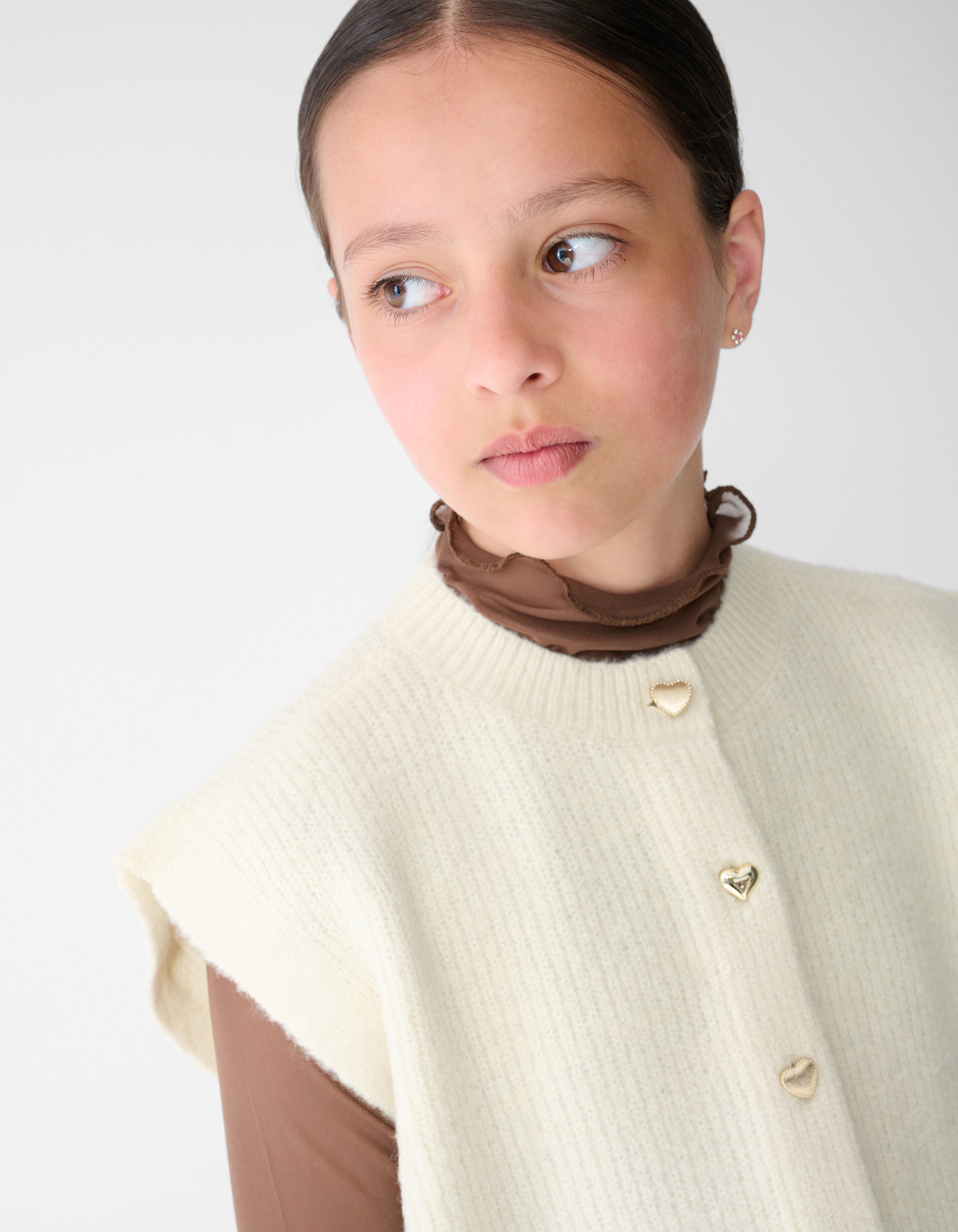 Gebreid Sleeveless Vest Gebroken Wit SHOEBY GIRLS