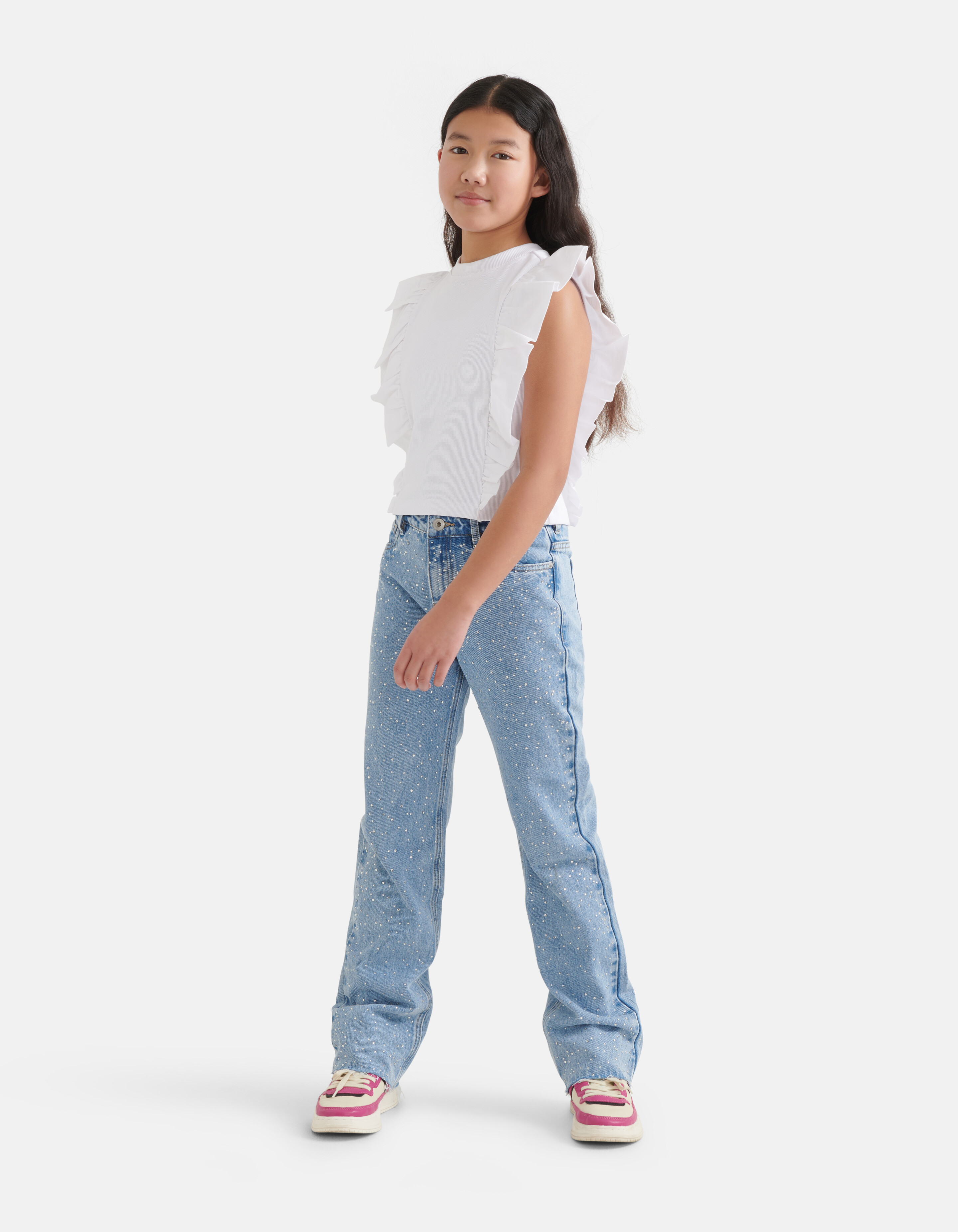 Ruffle T-shirt Wit SHOEBY GIRLS