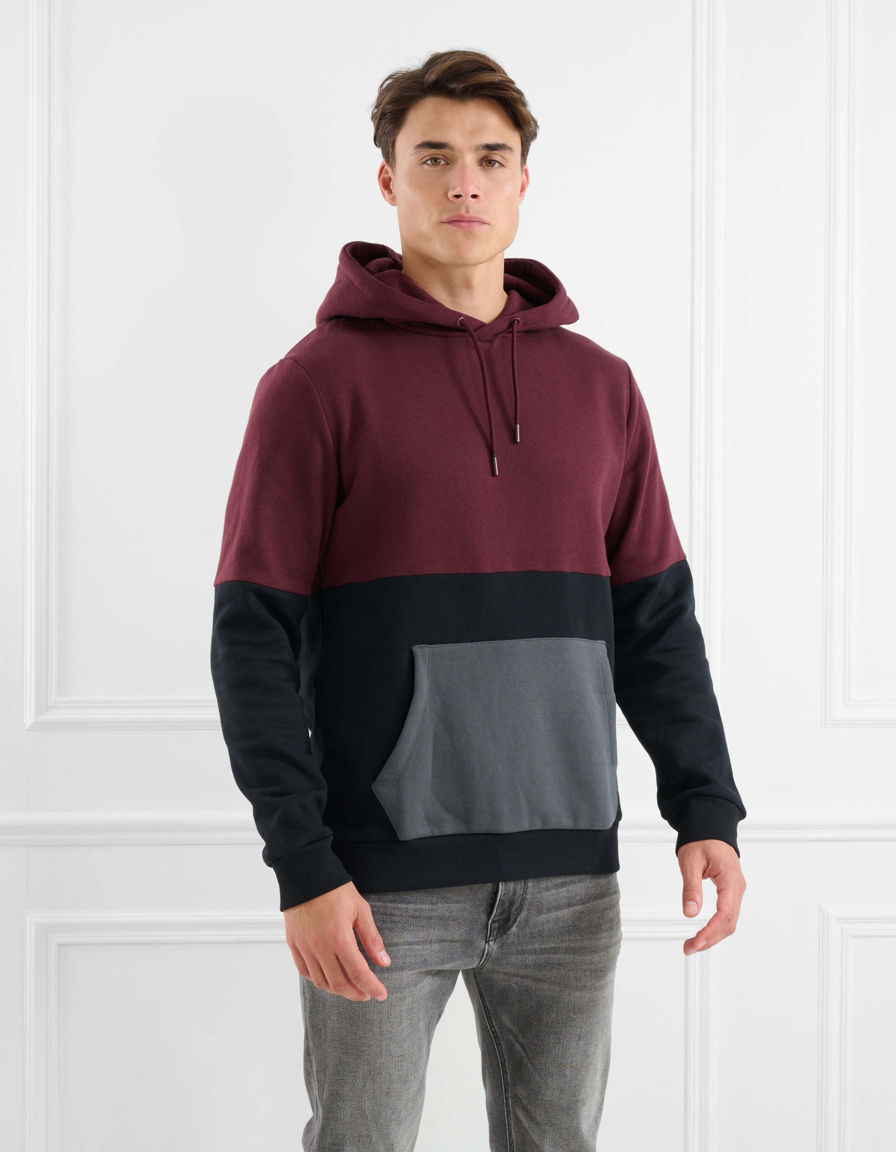 Gekleurde Contrast Hoodie Zwart SHOEBY MEN