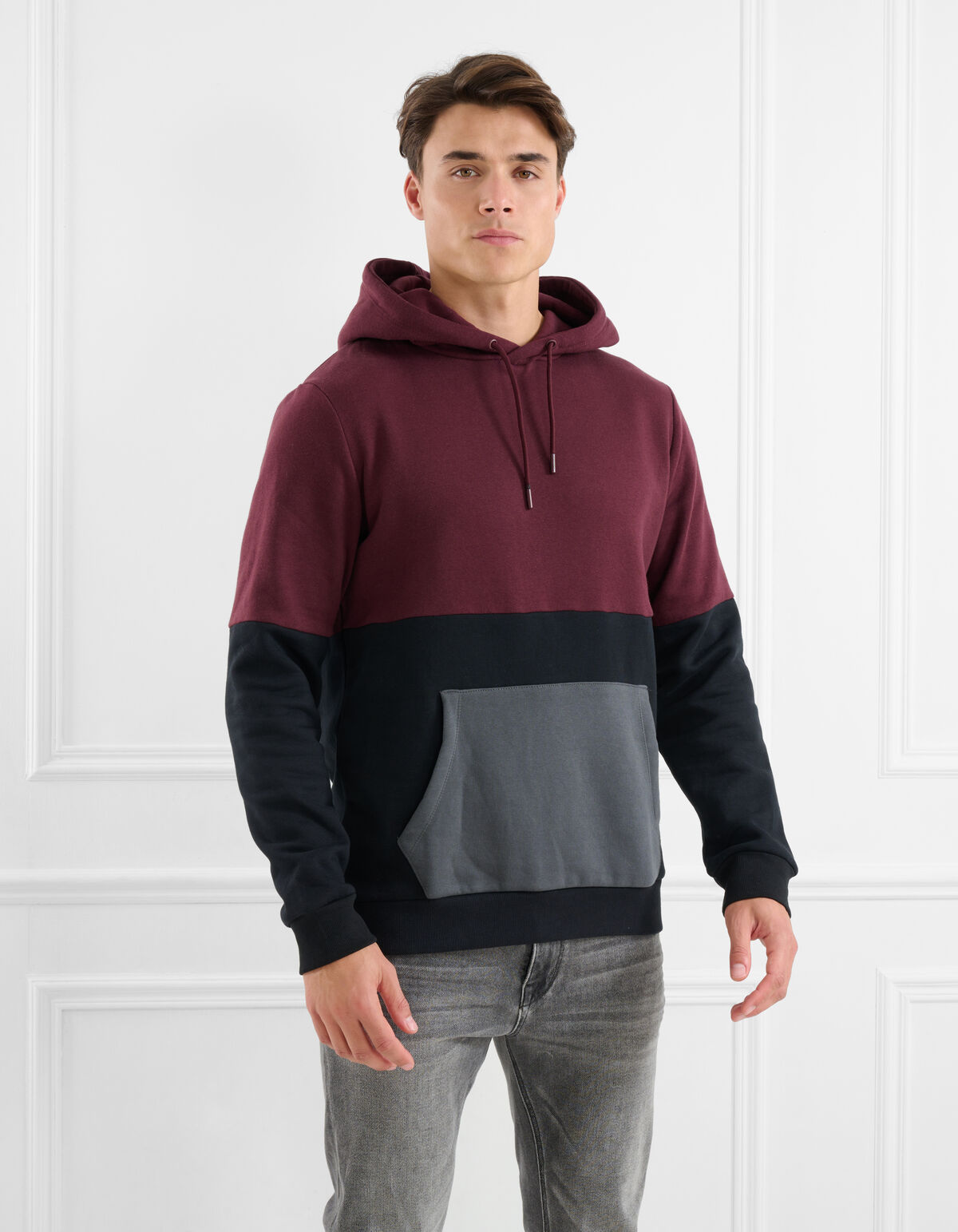 Gekleurde Contrast Hoodie Zwart SHOEBY MEN